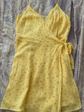 Hollister Yellow Floral Wrap Mini Dress